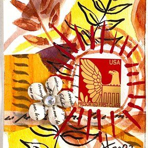 ACEO Original Watercolor Painting Vintage 2003 Eagle USA Postage Stamp Art ATC